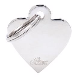 My Family Small Dog Tag Basic Heart i Silver
